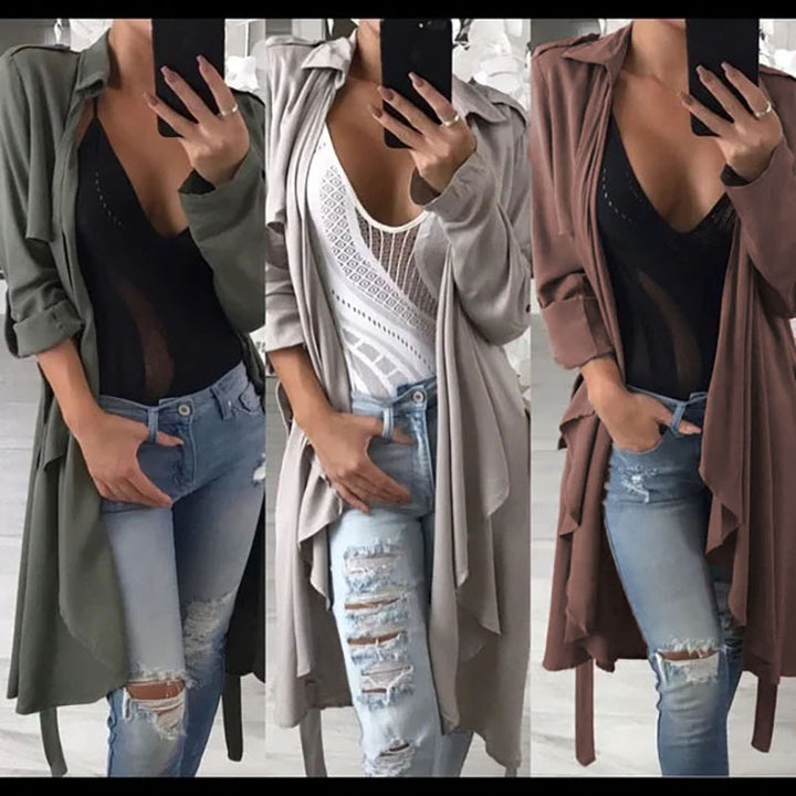 Dame afslappet, asymmetrisk Cardigan med åbne kanter Stilla