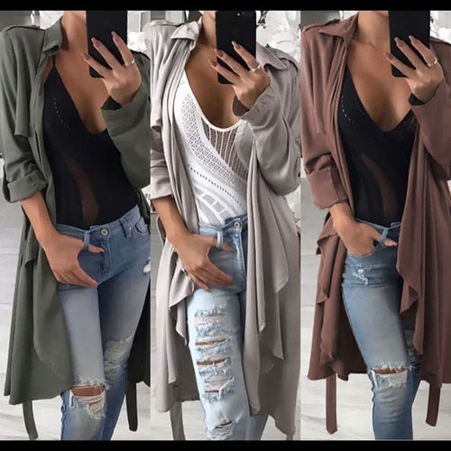 Dame afslappet, asymmetrisk Cardigan med åbne kanter Stilla