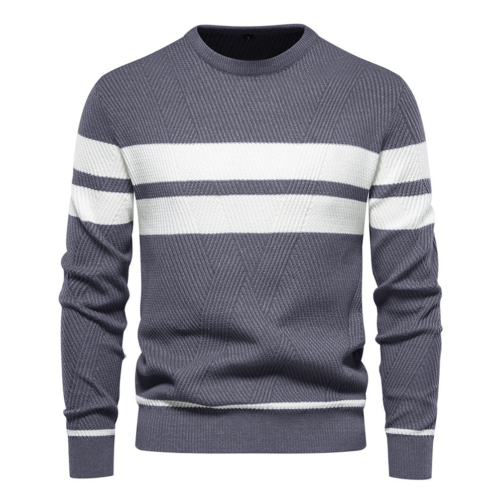 Herrer strikkepullover med moderne vaffelmønster og elegante striber Stilla