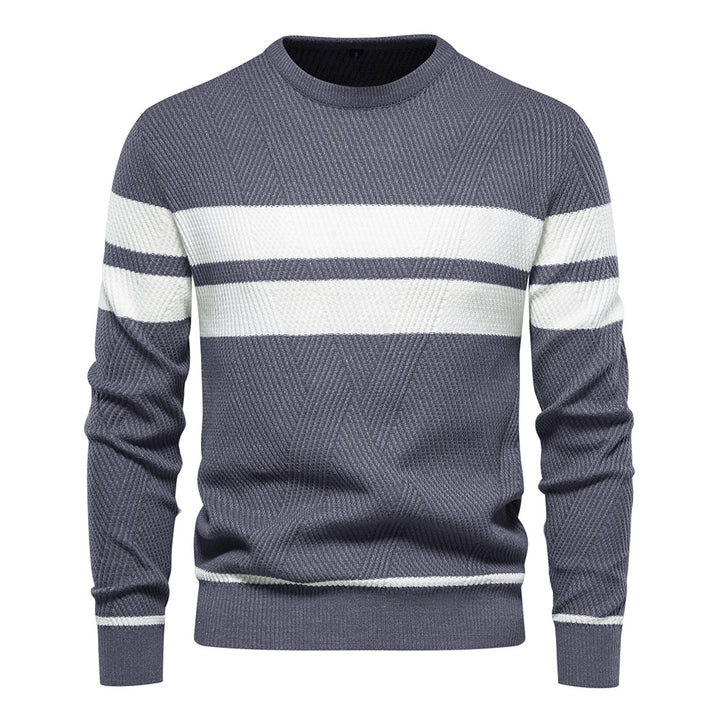 Herrer strikkepullover med moderne vaffelmønster og elegante striber Stilla