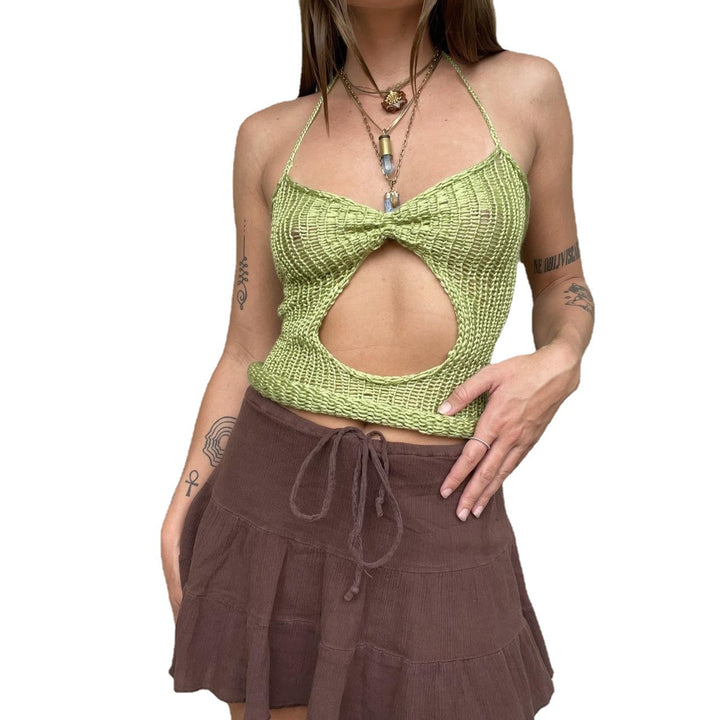 Dame hæklede top med cut-out design Skovae
