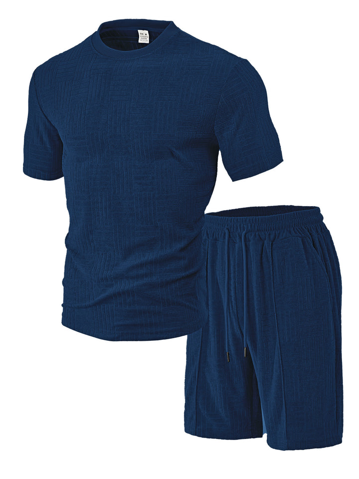 Herrer sportoutfit med åndbart kortærmet shirt og shorts Stilla