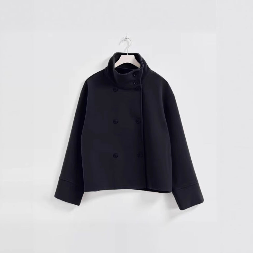 Damesmode Cropped Jakke med Høj Krave og Dobbelt Knaplås Stilla