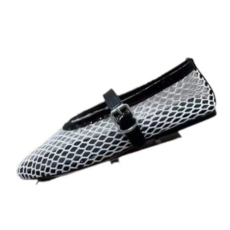 Femme Elegante Mesh Ballerina Flats med dekorativ rem Stilla