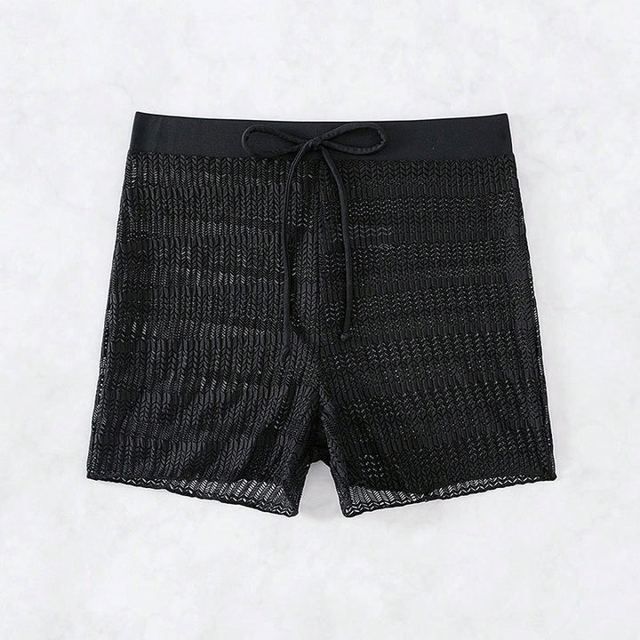 Dame Elegante Badshorts med gennemsigtigt netdesign Skovae