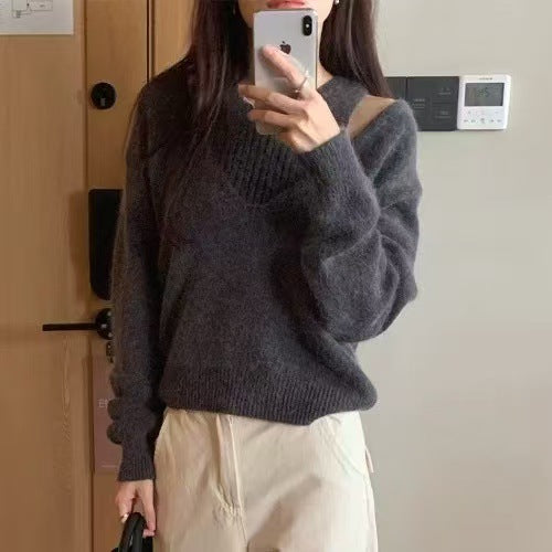 Kvinders afslappet V-hals sweater med tekstureret design Stilla