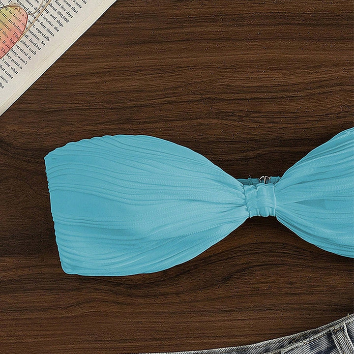 Dame bandeau-bikini-top med plisseret design Skovae