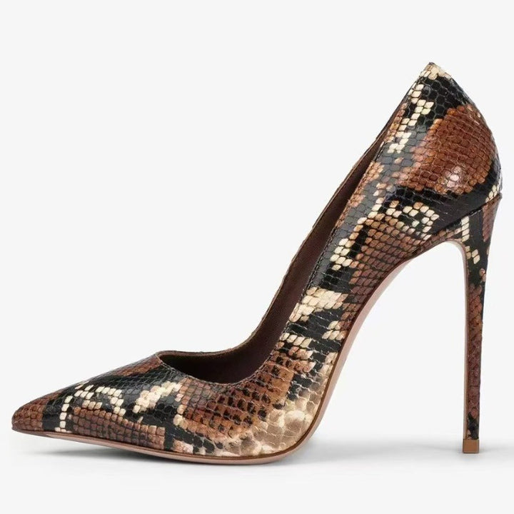 Femme Spidse-Tå Højhælede Python-Print Pumps Stilla