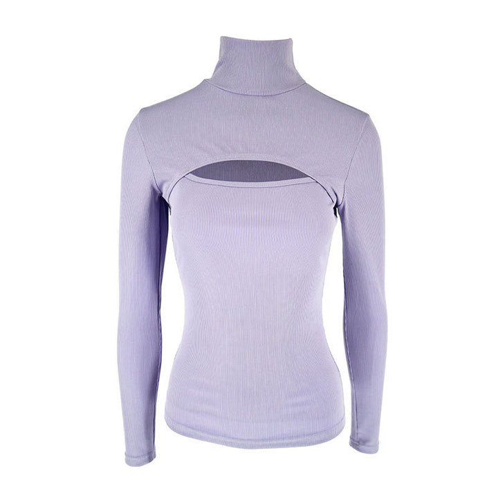 Dame Trendy Langærmet top med stående krave og cut-out detaljer Skovae