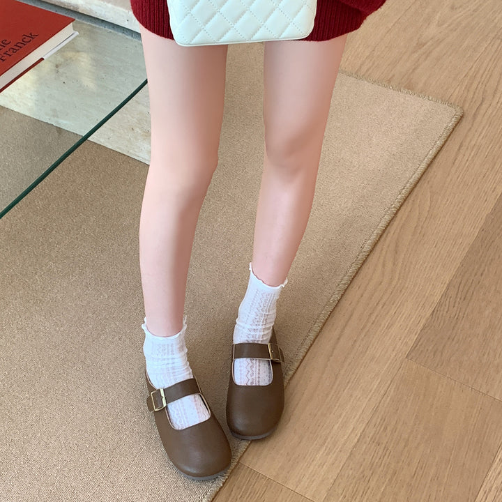 Femme Mary Jane Stil Lukket Tå Mules med Justerbar Spænde Stilla