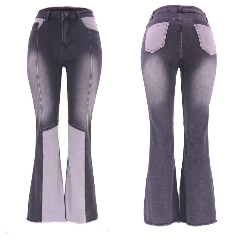 Dame Flared Jeans med kreativ farveblok-design Stilla
