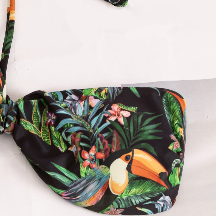 Dame Bandeau-bikini med tropisk blomster mønster Skovae