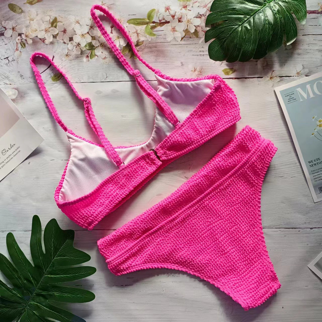 Femme Textureret Bralette Bikini Sæt Stilla
