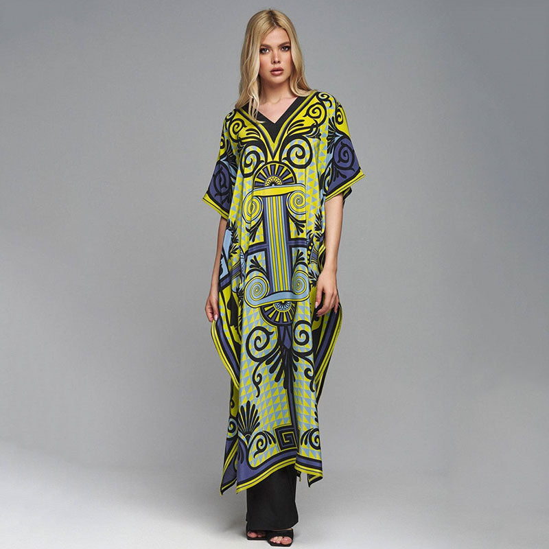 Dame Gulvlængde Kaftan med kunstnerisk Barokdesign Stilla