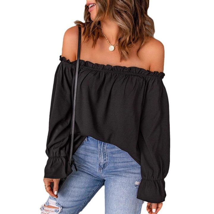 Dame Off-Shoulder Bluse med Ruffleærmer og blødt greb Stilla
