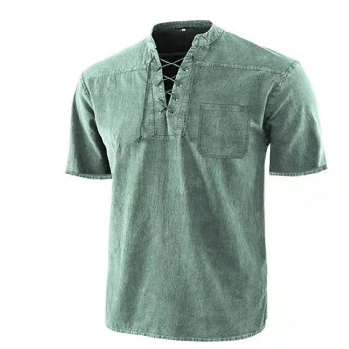 Herrer Casual Kortærmet Pullover med snøring Stilla