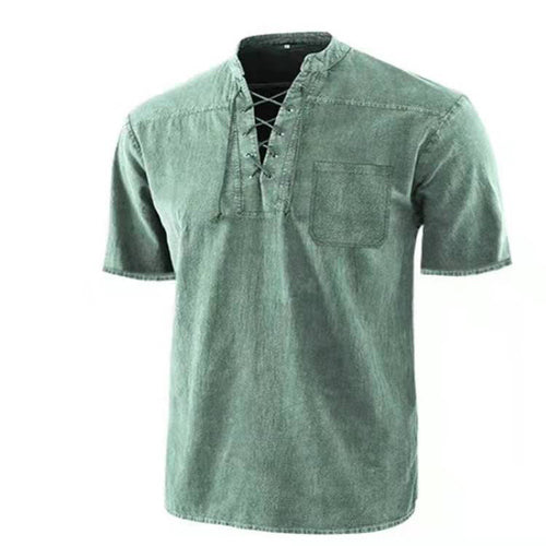 Herrer Casual Kortærmet Pullover med snøring Stilla