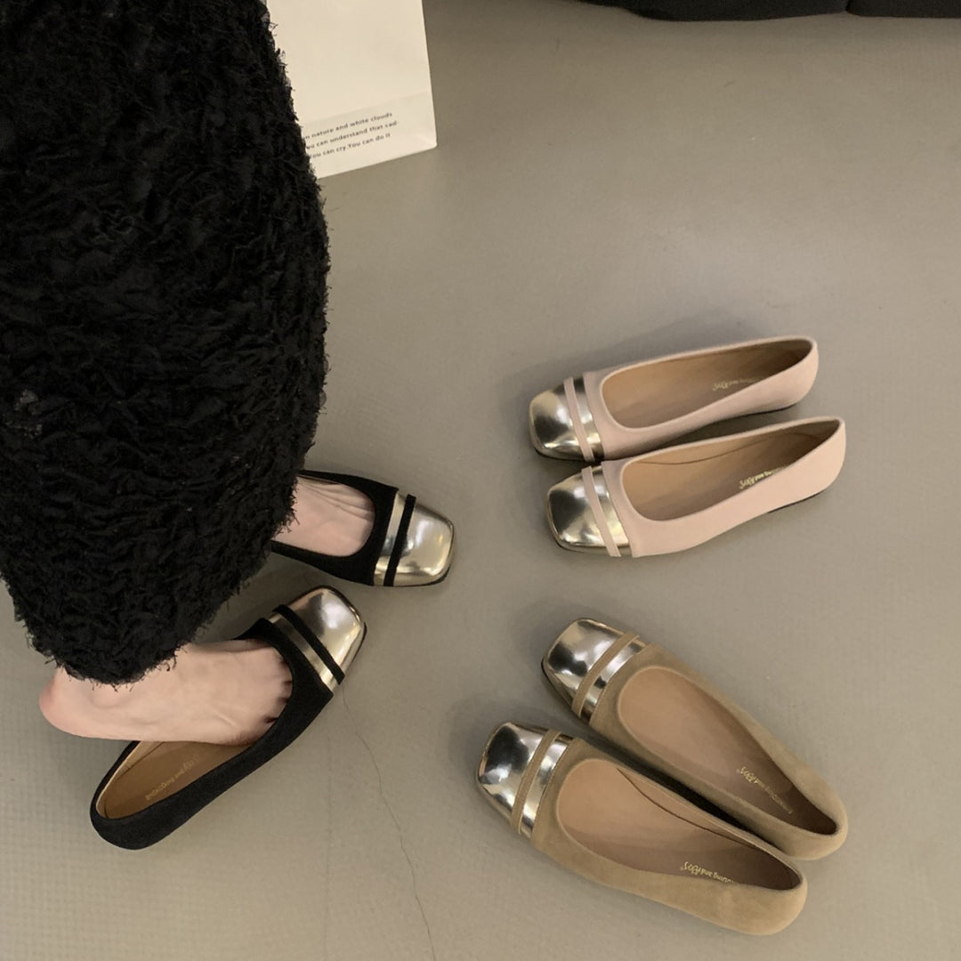 Damer Elegante Bløde Sædafleksible Ballerinas med Metallic Accent Stilla
