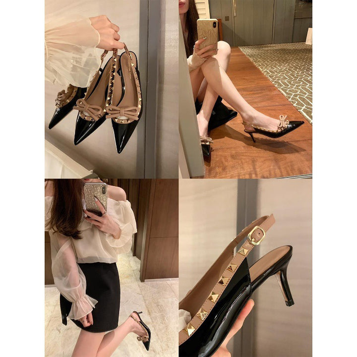 Dame Slingback Spidsede Stiletter med dekorative Nitter Stilla