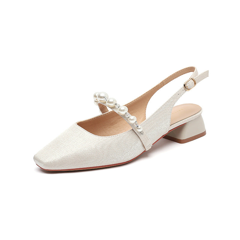 Dame Elegante Slingback Spidsesko med Perle Accent Stilla