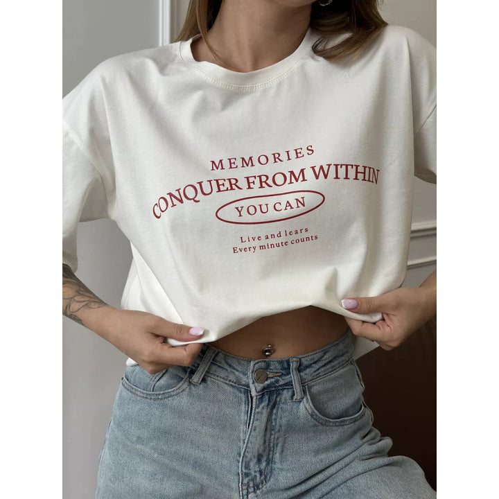 Dame T-shirt med inspirerende tekst og afslappet pasform Stilla