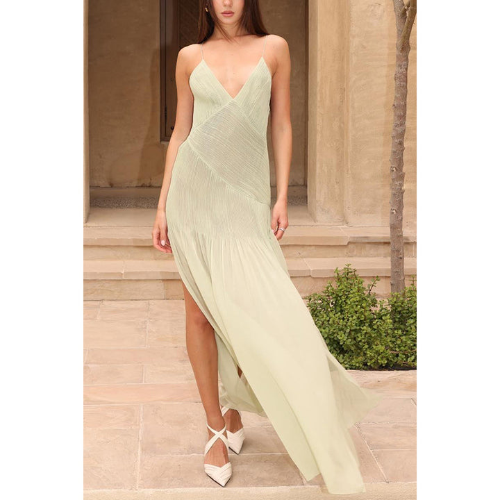 Dame Maxikjole med elegant rynkning og flydende chiffon Stiila