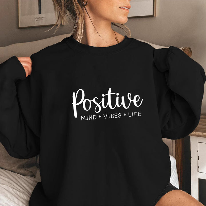 Kvinders sweatshirt med voluminøse ærmer og inspirerende print Stilla