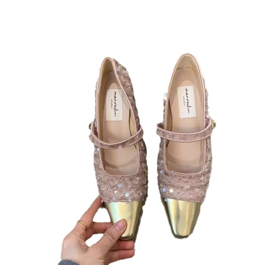 Dame elegante spidse Mary Jane pumps med metalliske detaljer Stilla