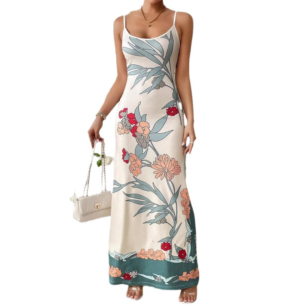 Dame Blomster Spaghetti-stropper Maxi-kjole Stilla