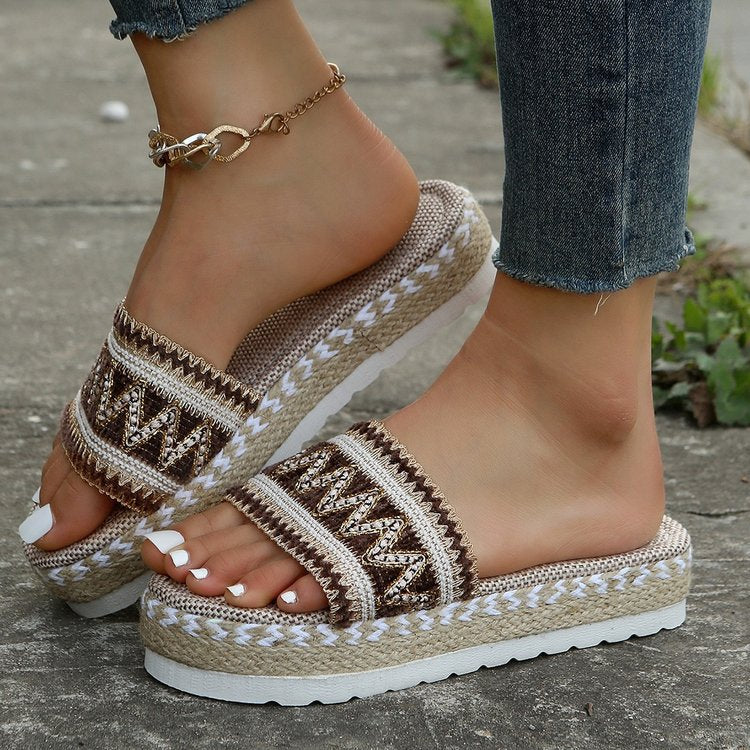 Dame Espadrilles med moderigtige tekstil-overdel og komfortabel sål Stilla