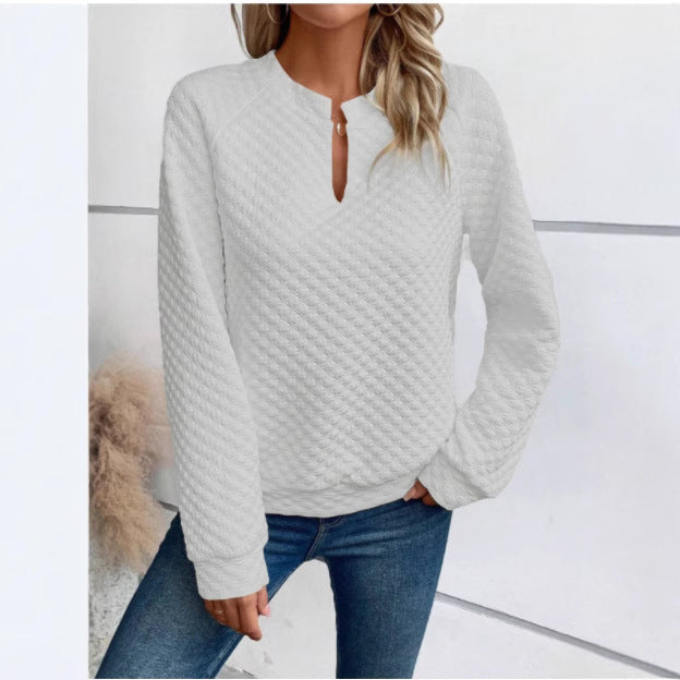 Kvinders sweatshirt med struktureret quiltet design og fashionskåret halsudskæring Stilla