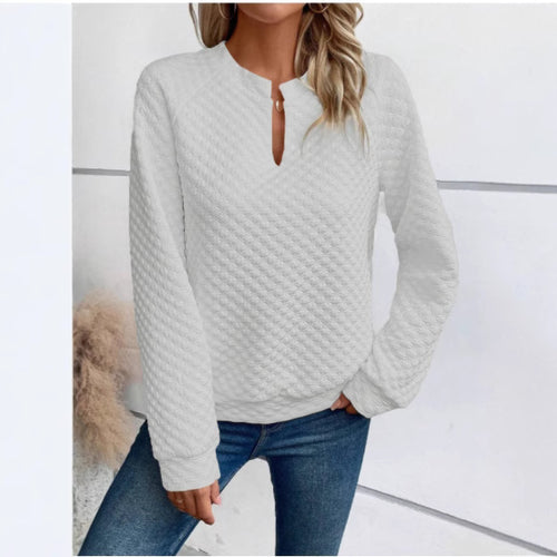Kvinders sweatshirt med struktureret quiltet design og fashionskåret halsudskæring Stilla