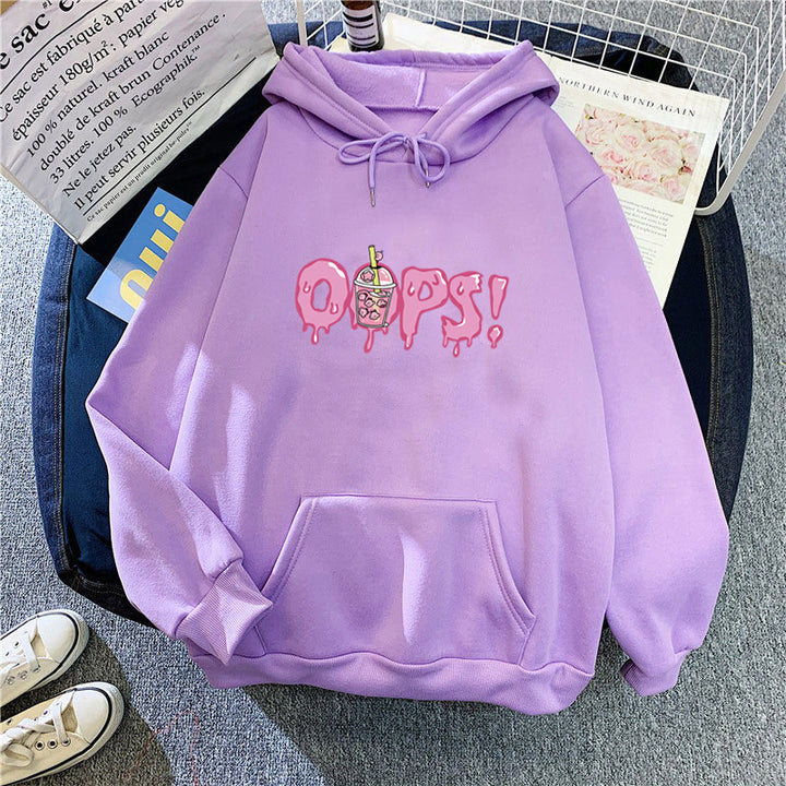 Kvinders hoodie med iøjnefaldende print Skovae