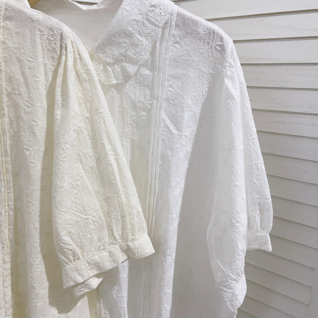 Dame Struktureret Bluse med Knapper og Spids Stilla