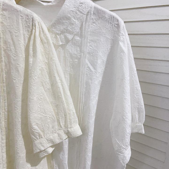 Dame Struktureret Bluse med Knapper og Spids Stilla