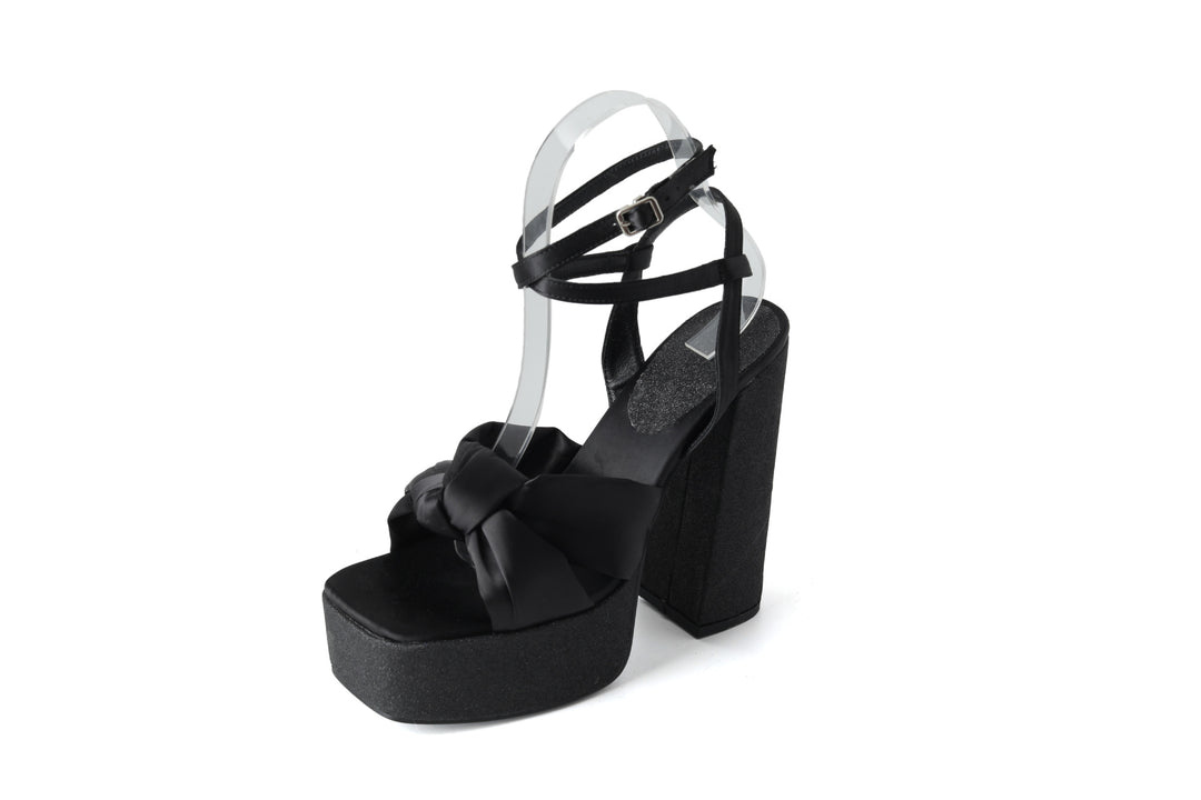 Femme Chunky Platform Højhælede Sandaler med Sløjfedetalje Stilla