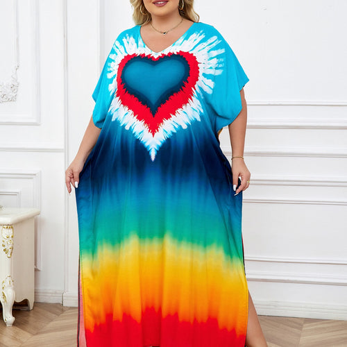 Dame Maxikjole med kreativ farvegradient og hjerteformet design Stilla