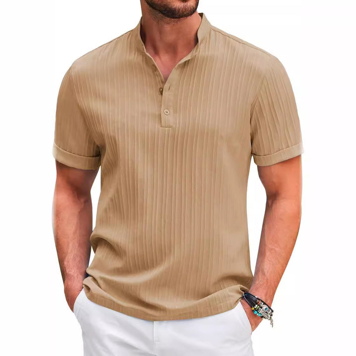 Herren Kortærmet Henley T-shirt med struktureret design Stilla