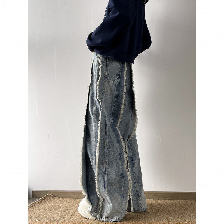 Stilfulde damejeans med vidde ben og distressed-effekter Stilla