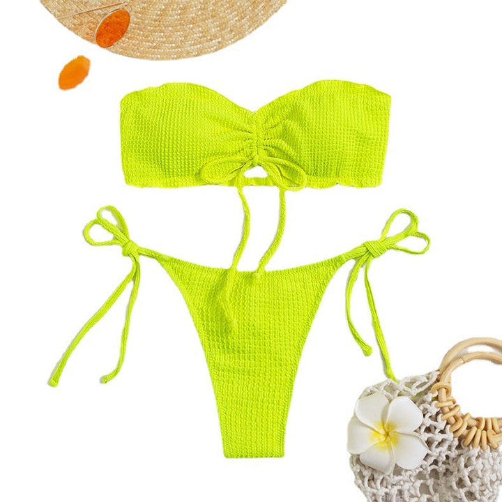 Dame Strapless Textureret Bikini Sæt Stilla