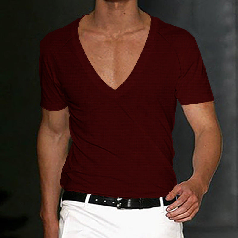 Herrer moderne V-hals T-shirt med åndbare egenskaber Stilla