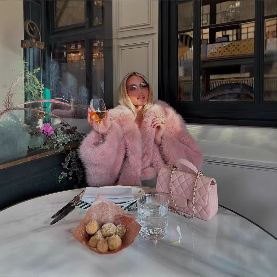 Kvinders hyggelig fleecejakke med luksuriøs pelskrave og blødt foer Stilla