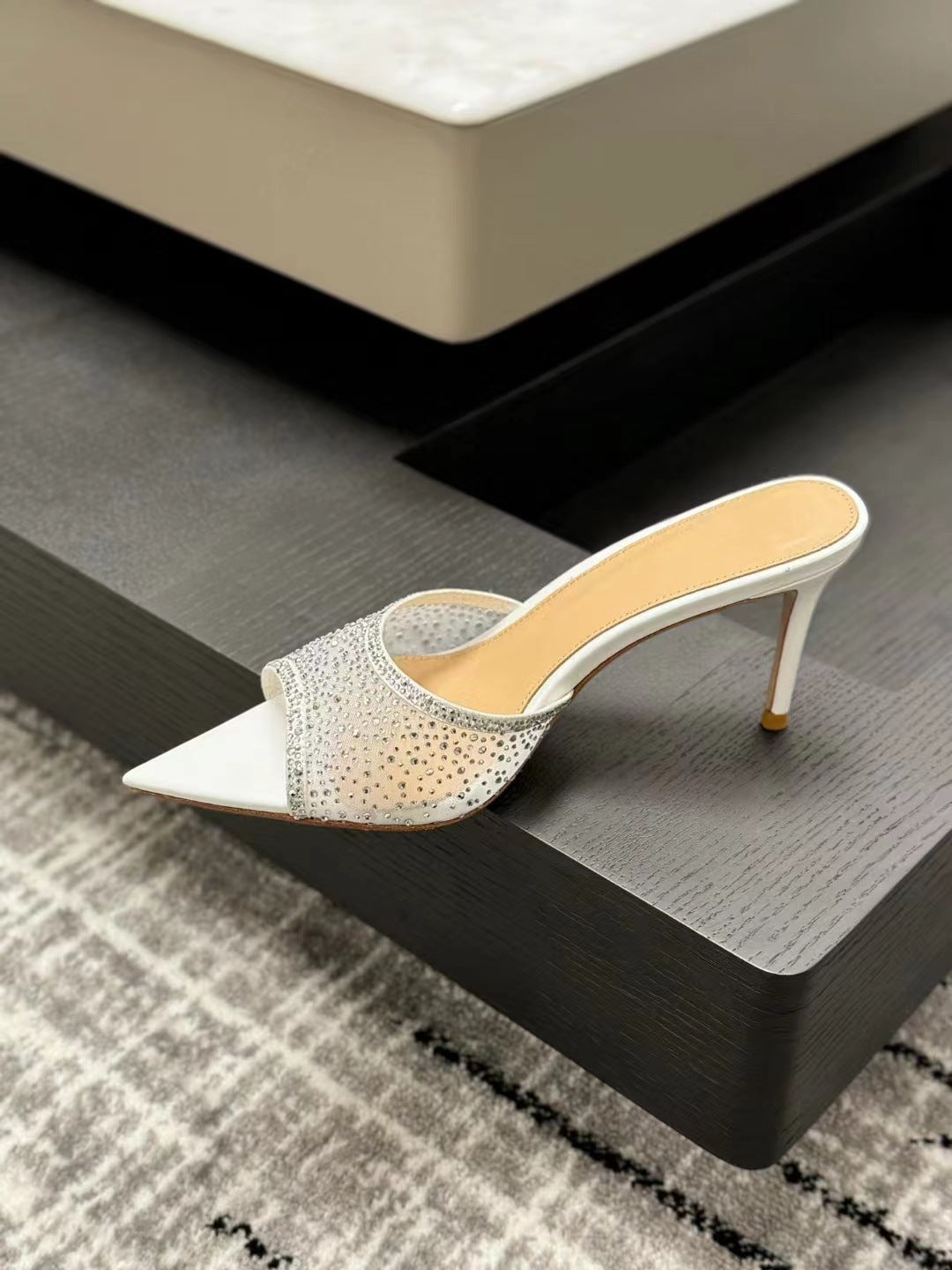 Dame Højhælede med Strass-applikationer Slide Sandaler Stilla