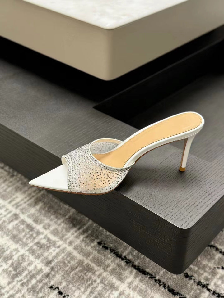 Dame Højhælede med Strass-applikationer Slide Sandaler Stilla