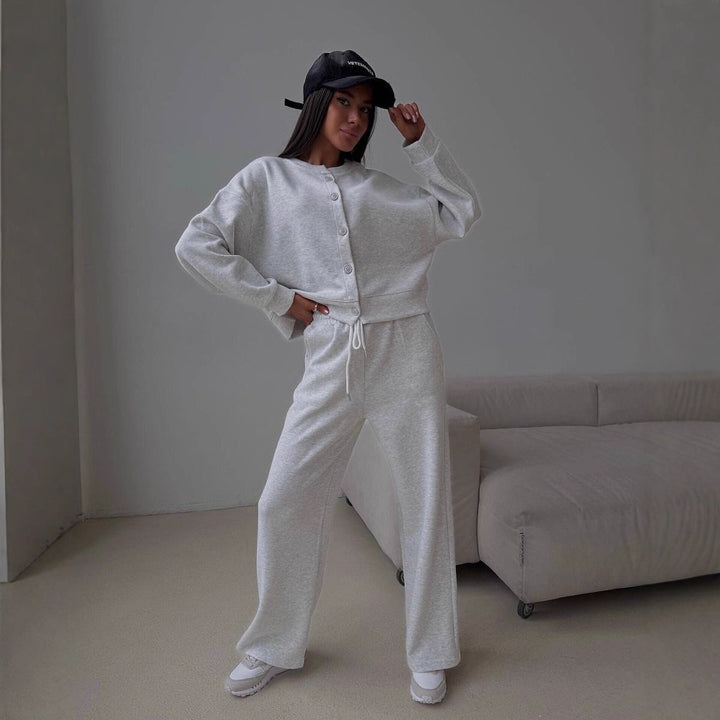 Dame behagelig sweatshirt- og joggingbuks-kombination Stilla