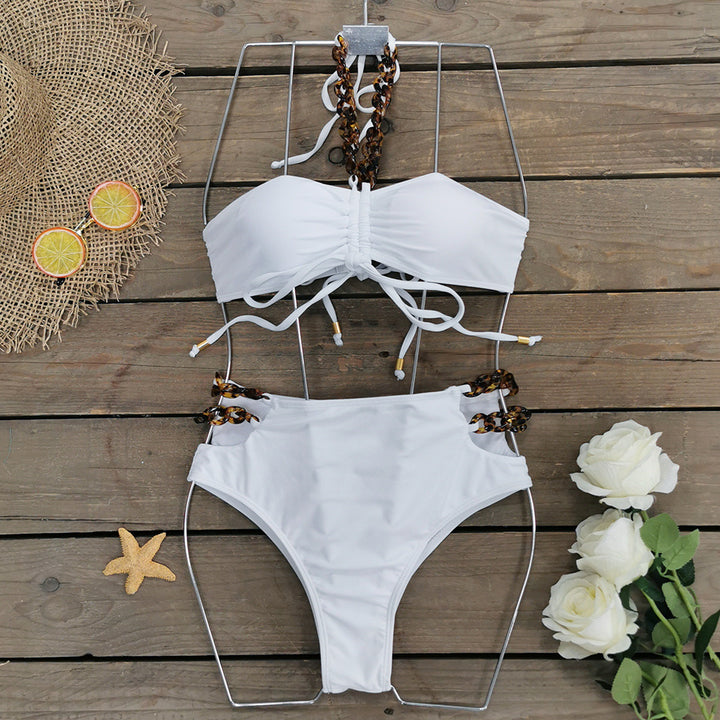 Dame bikini sæt med innovative kæde udsmykninger og høj skæring Stilla