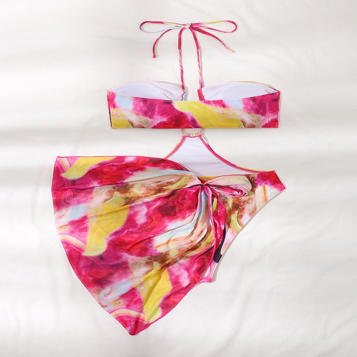 Dame bandeau-bikini-sæt med moderne indpakningsklud Stilla