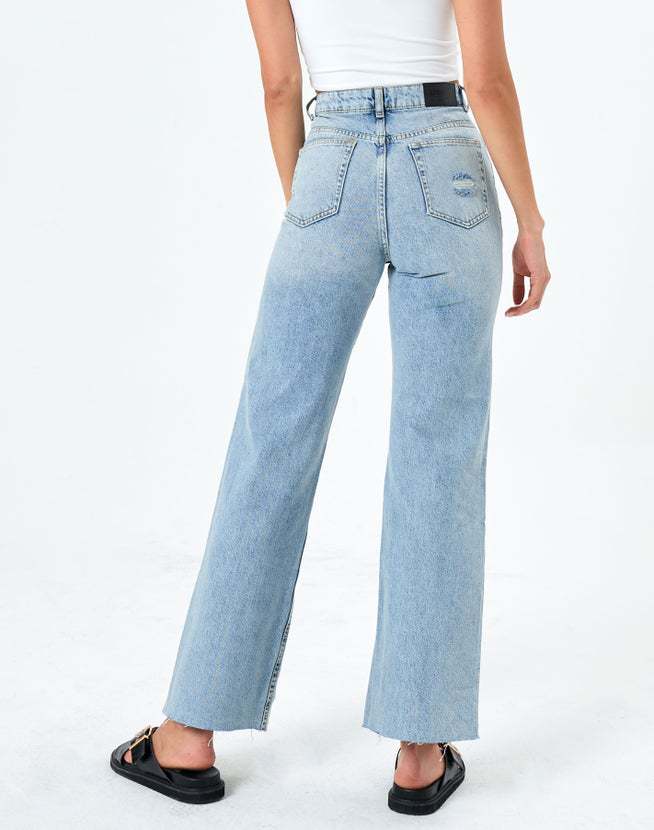 Dame Ripped Wide-Leg Jeans med høj talje og afslappet skæring Stilla