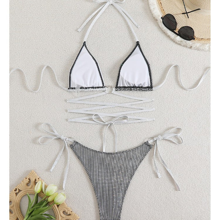 Dame Triangel-Bikini med glamorøst krystal-design og justerbare stropper Stilla