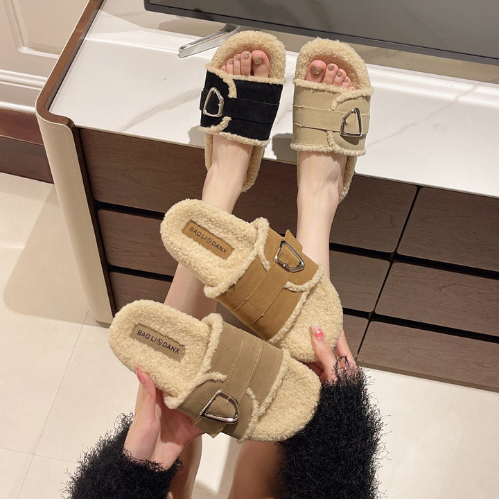 Femme Cozy Faux Fur Slide Sandaler Stilla